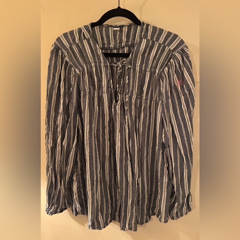 Old Navy Blue and White Striped Blouse